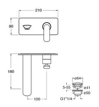 FOIL CRIFL256 - Wall-mounted single handle washbasin mixer with plate by CRISTINA Rubinetterie - view 3
